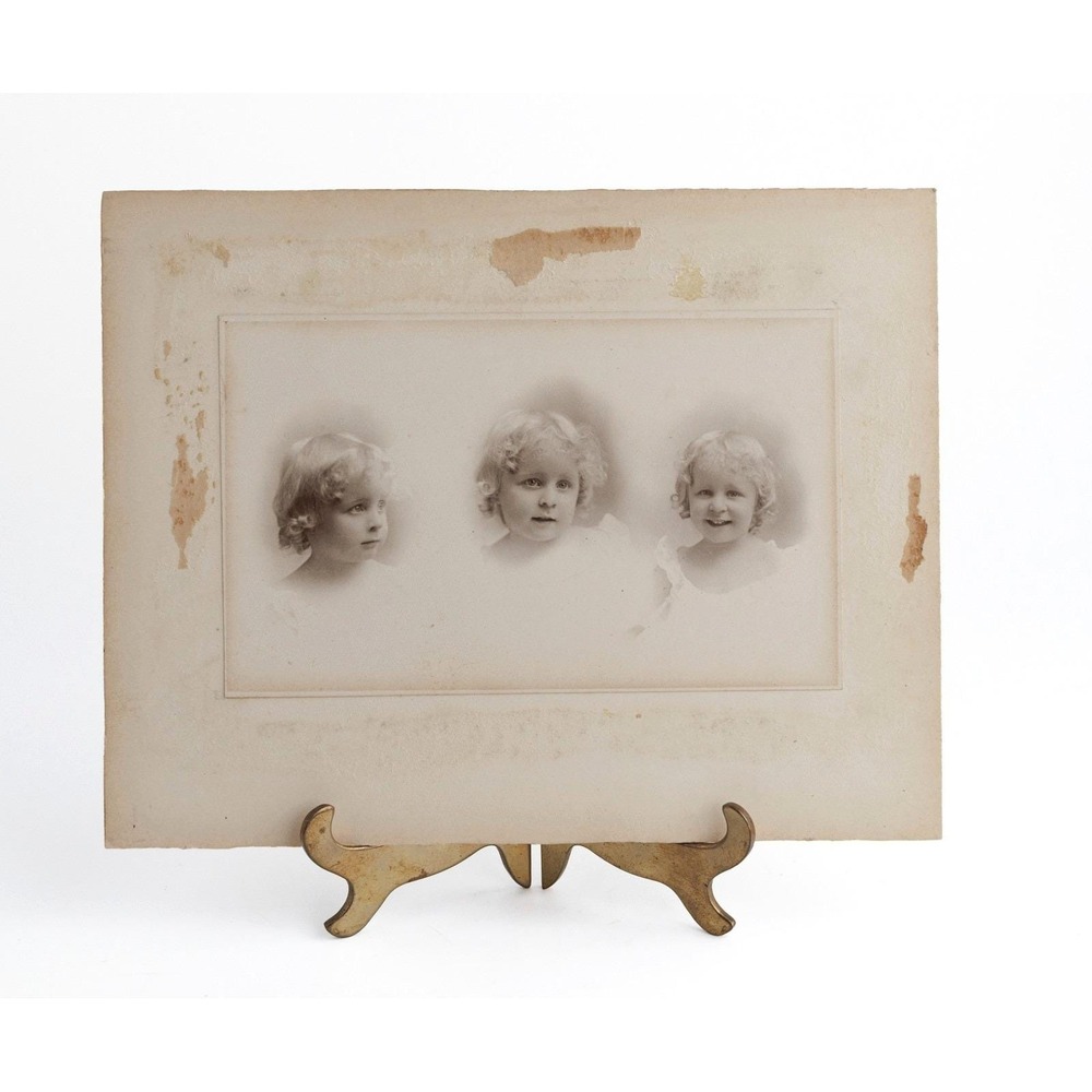 Antique Photo Print Blonde Girl Vignette Style Early 20th Century
